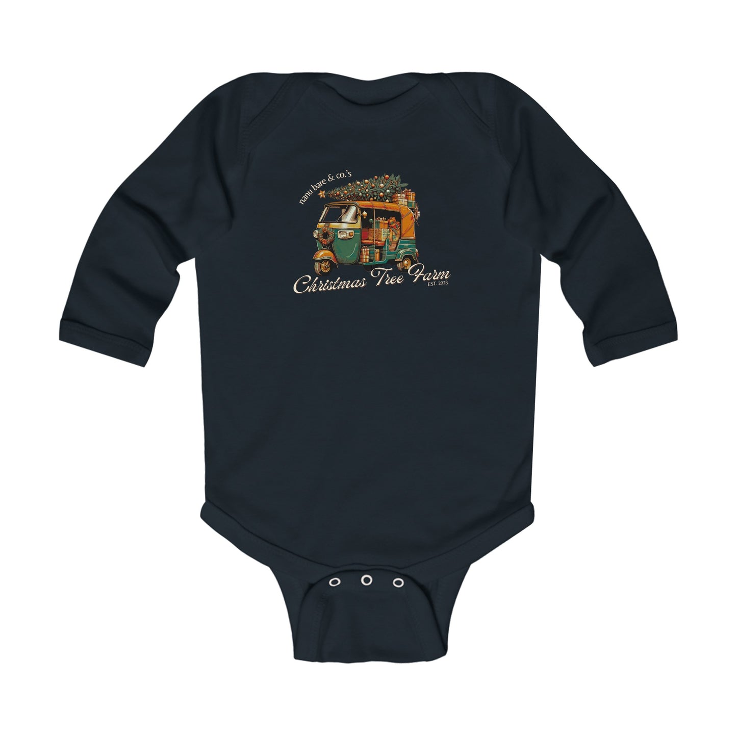 Rickshaw at the Tree Farm | Long Sleeve Onesie